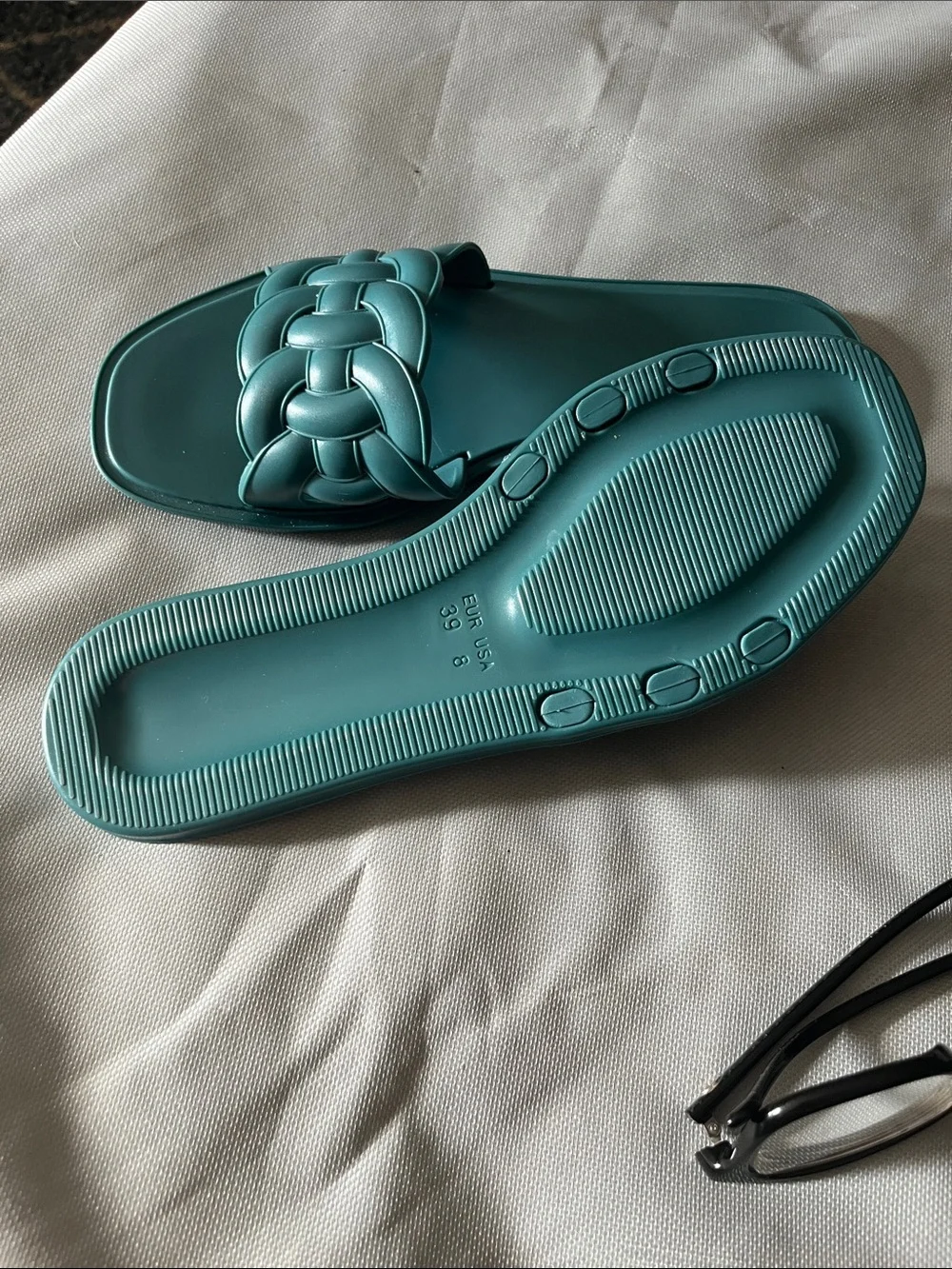 Solemate Teal Braided Slide Sandals - Women's